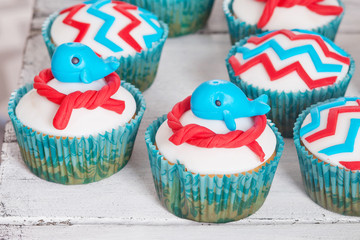 Many sweet birthday cupcakes