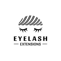 Fototapeta na wymiar Eyelash extension logo. Vector black and white illustration in a modern style