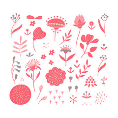 Hand drawn floral elements set