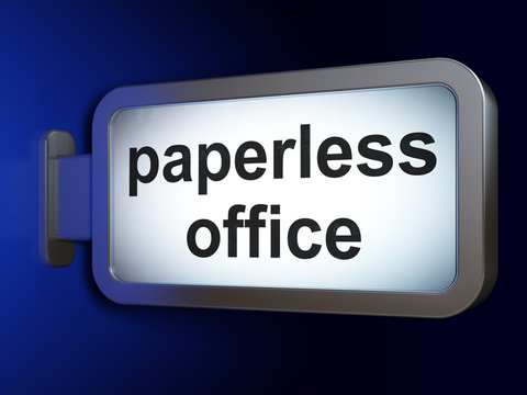 Finance Concept: Paperless Office On Billboard Background