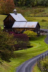 Scenic Farm and Rustic Barn with Winding Gravel Road - Woodstock, Vermont