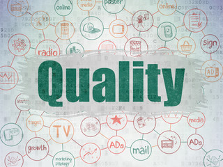 Advertising concept: Quality on Digital Data Paper background