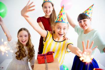 Girls celebrating birthday