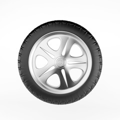 Car wheel on white background. 3d render