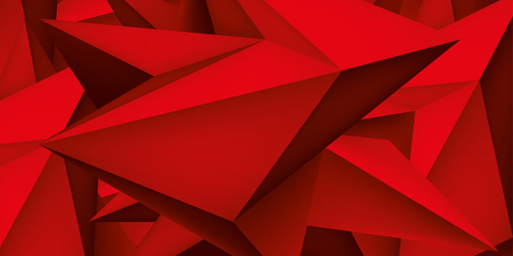 ПечатьVolume geometric shape, 3d crystal red background, abstraction low polygons wallpaper, vector design form