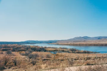 a moutain landscape with a river ,lake in forest in Inner Mongolia Hulunbeier © tung
