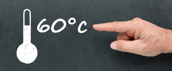 Température 60°c sur ardoise et montrer du doigt