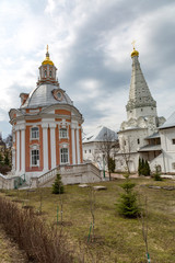 Fototapeta na wymiar SERGIEV POSAD, RUSSIA - APRIL 26, 2017: Architecture of the ensemble of orthodox buildings of the Holy Trinity Saint-Sergius Lavra 