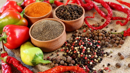 A mixture of different types of peppers. Bitter, sweet, chilli