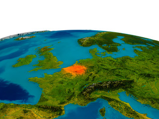 Fototapeta premium Belgium on model of planet Earth