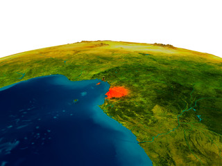 Equatorial Guinea on model of planet Earth