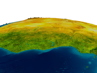 Ghana on model of planet Earth