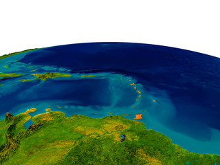 Fototapeta na wymiar Caribbean on model of planet Earth
