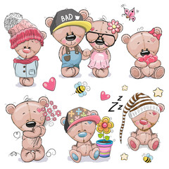 Obraz premium Set of Cute Cartoon Teddy Bear