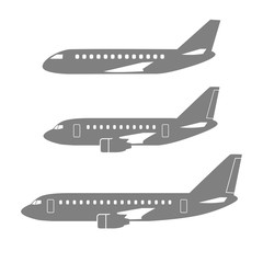 Aircraft vector icons on white background