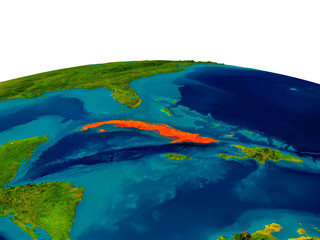 Cuba on model of planet Earth