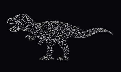 Fototapeta premium Silver patterned dinosaur on a black background