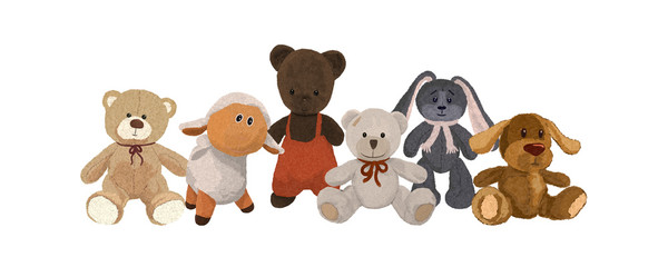 Six cute plush toys