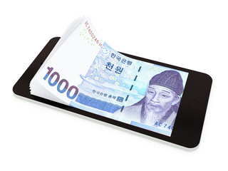 Mobile payment with smart phone, Korean won