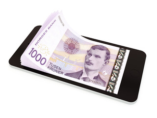 Mobile payment with smart phone, Norwegian kron