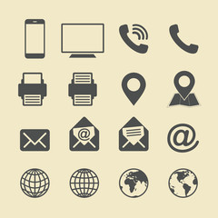 Business Card Icon Set. Web Icons.