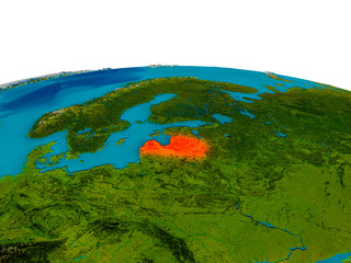 Latvia on model of planet Earth