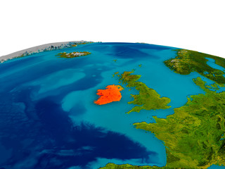Ireland on model of planet Earth