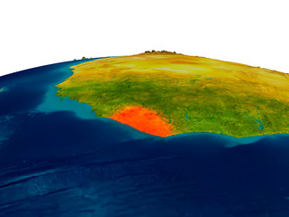 Liberia on model of planet Earth