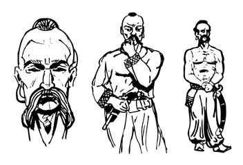 Ukrainian Kozak Portrait Pack, Warrior Figure Sketch