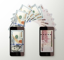 International mobile money transfer, Dollar to Saudi riyal