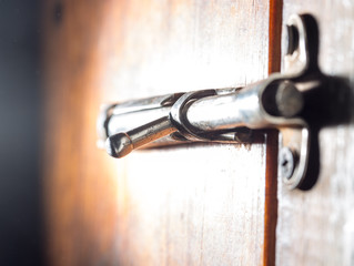 Lock on an old wooden door
