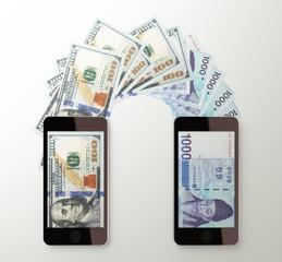 International mobile money transfer, Dollar to Korean won