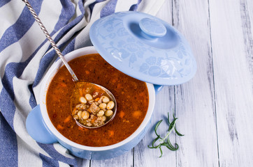 Meat soup with beans