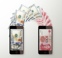 International mobile money transfer, Dollar to Chinese yuan