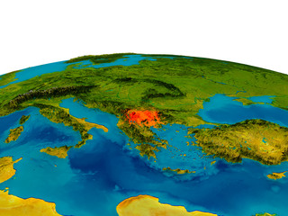 Macedonia on model of planet Earth © harvepino