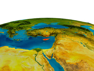 Cyprus on model of planet Earth