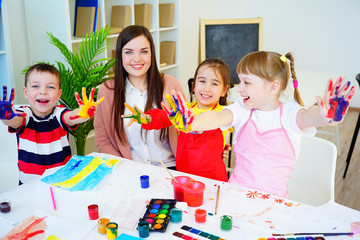 Art lesson in kindergarten