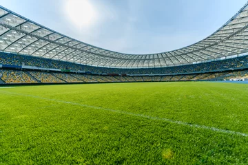 Foto op Plexiglas Panoramic view of soccer field stadium and stadium seats © LIGHTFIELD STUDIOS