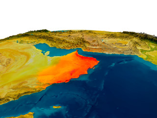 Oman on model of planet Earth