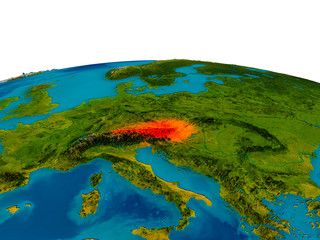 Austria on model of planet Earth