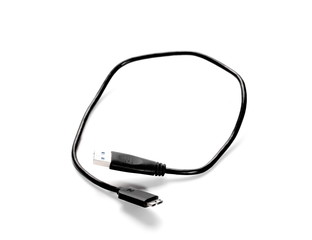 Obraz premium Black USB cable isolated on white background