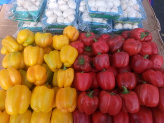 Fototapeta na wymiar Bell peppers for sale at market.