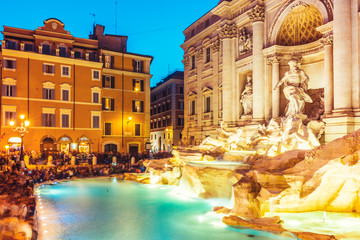 Fototapeta na wymiar View of the Trevi Fountain, Rome illuminated
