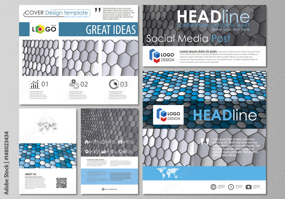 Poster social media posts set. business templates. easy editable flat design template, vector layouts in po