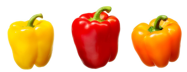 Group of sweet pepper isolated on white background