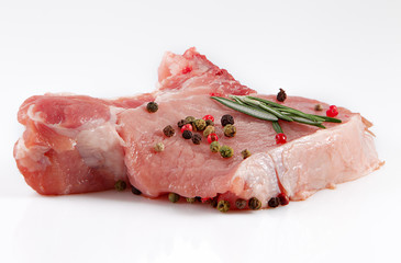Fresh raw meat with spices.
