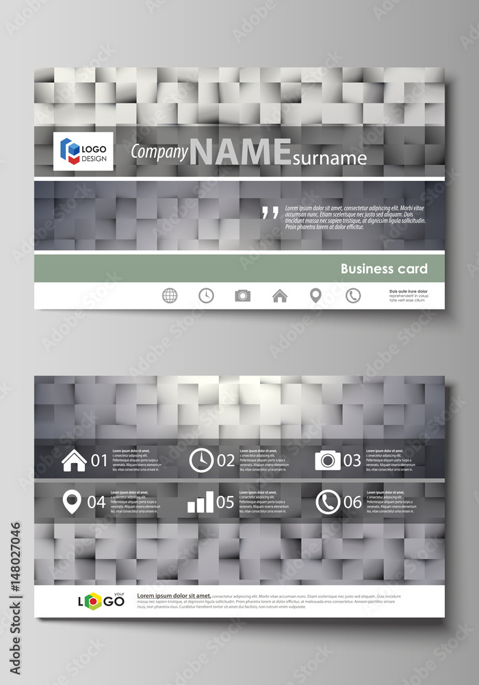 Poster business card templates. easy editable layout, abstract vector design template. pattern made from sq