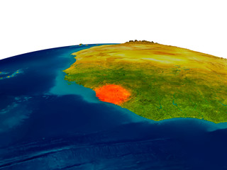 Sierra Leone on model of planet Earth