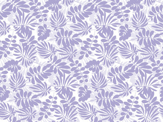 Tropical tender image on white background for bed linen. Seamless floral pattern with exotic leaves for wrapping paper, fabric, cloth. Vector illustration