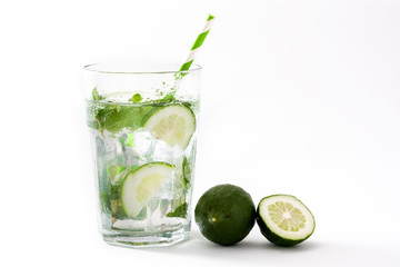 Mojito cocktail in glass isolated on white background
